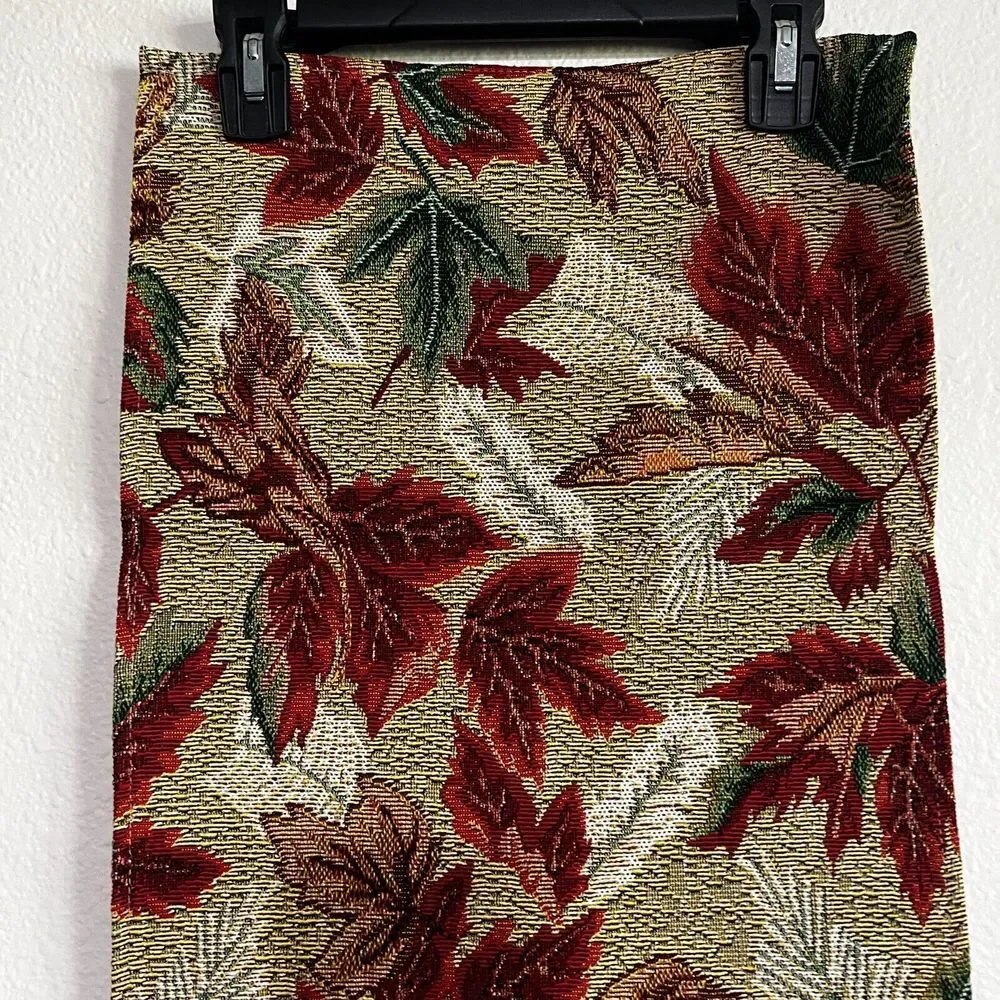 Vintage Tapestry Table Runner Autumn‎ Fall Leaves Orange Red Yellow 12x68